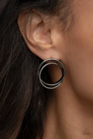 Paparazzi Earring ~ Always In The Loop - Black