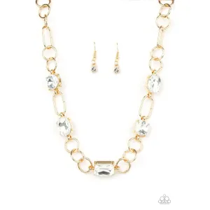 Paparazzi Urban District Gold Necklace & Earrings Set