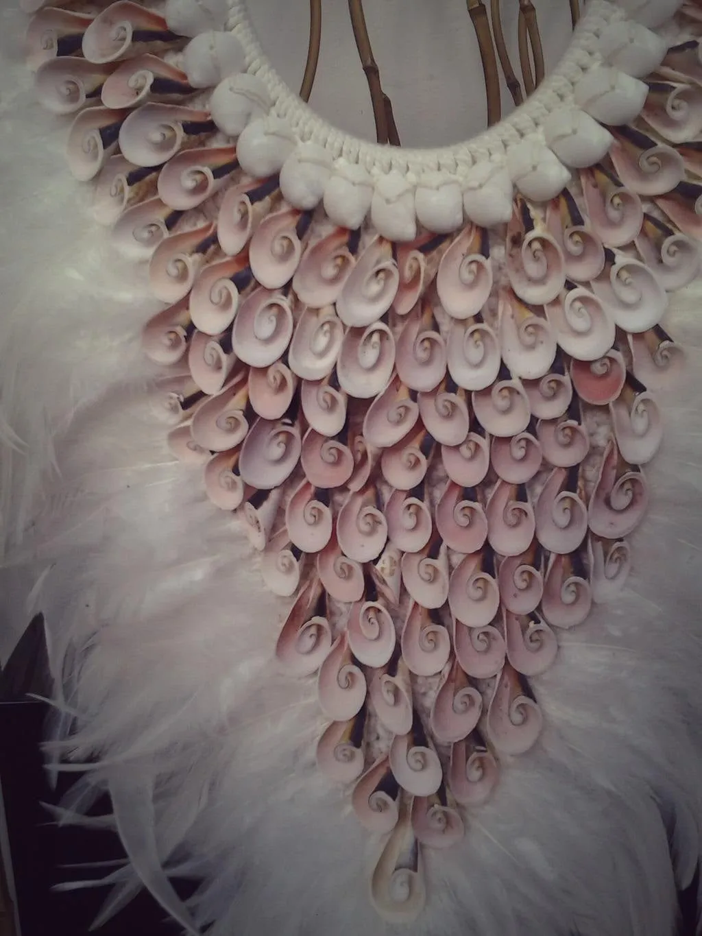 Papua Native Warrior necklace Full of natural pink shells