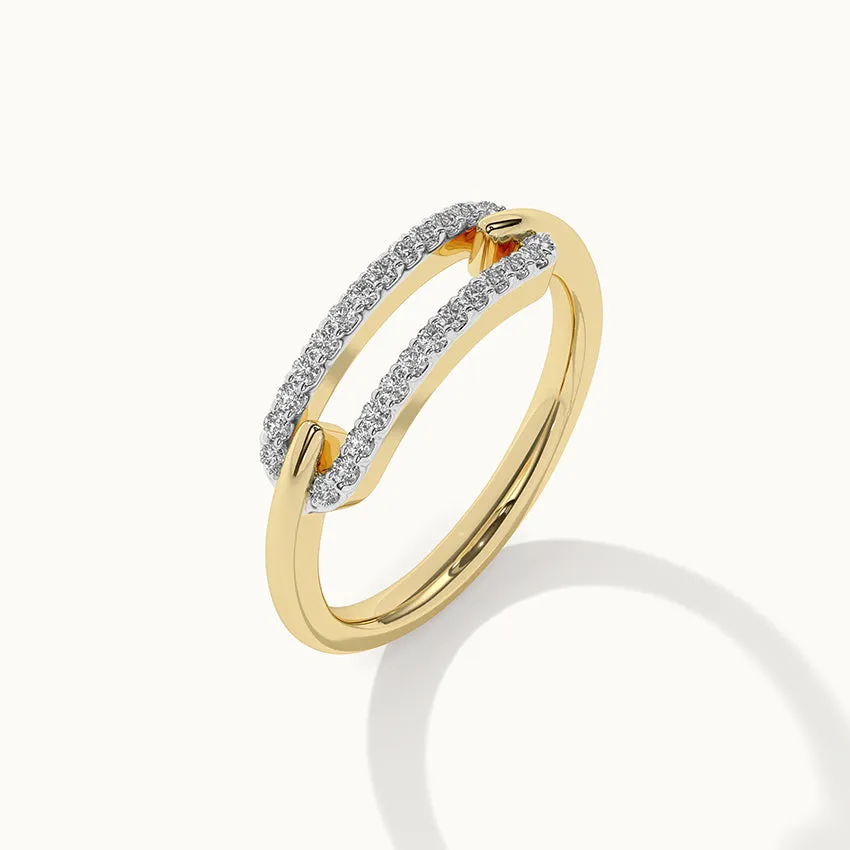 Pave Diamond Paperclip Ring