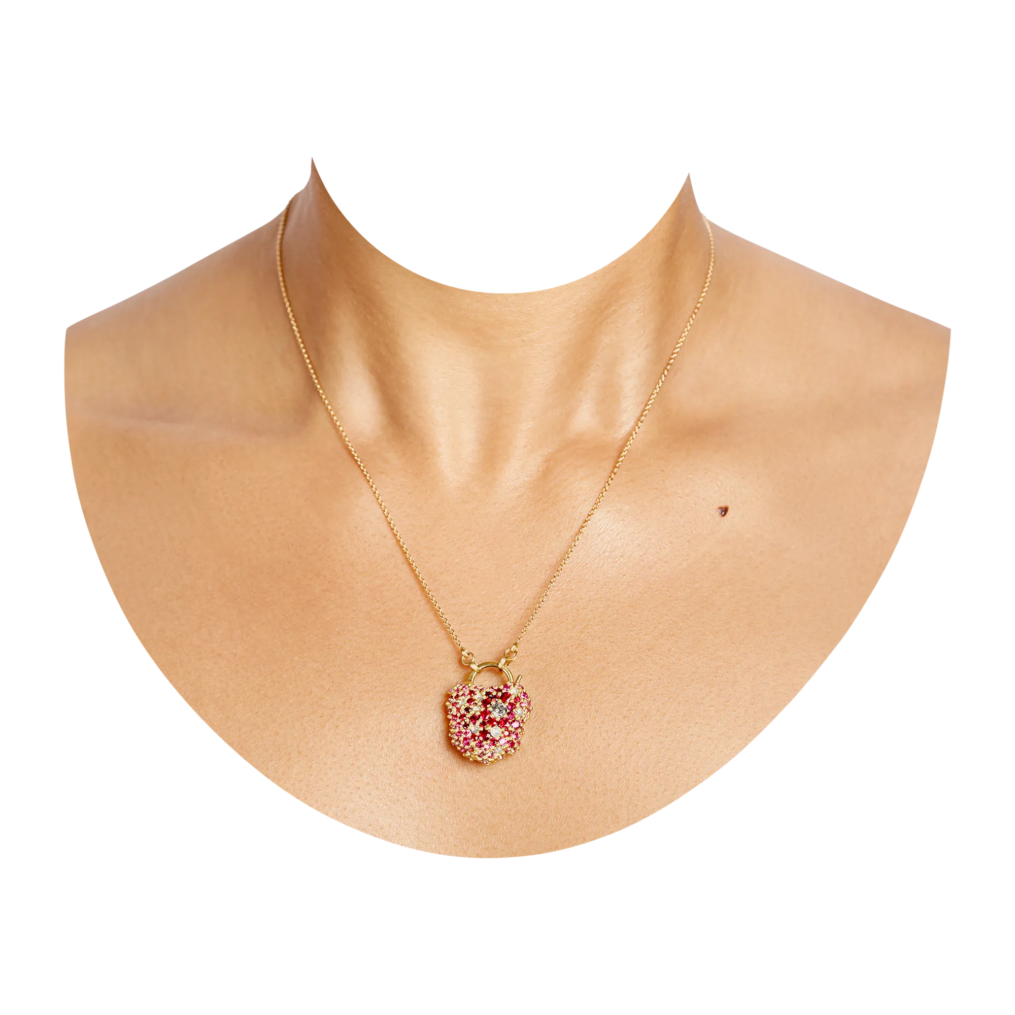 Pink & Ruby River Padlock Necklace - 11303