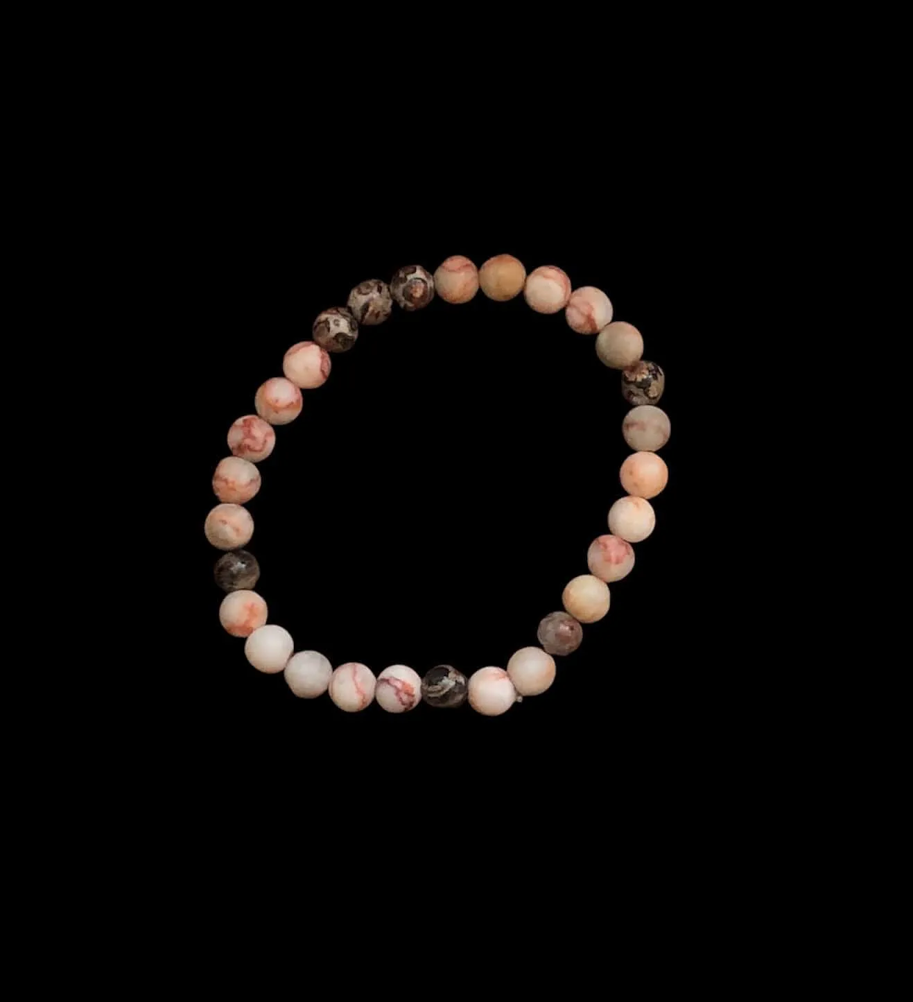 Pink Stripe and Leopard Skin Jasper Beaded Bracelet