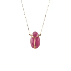 Pink Tourmaline Lucky Scarab Necklace