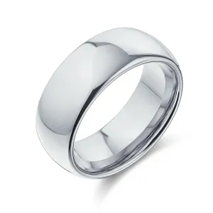 Plain Dome Black Tungsten Wedding Band for Men - Comfort Fit Titanium Ring