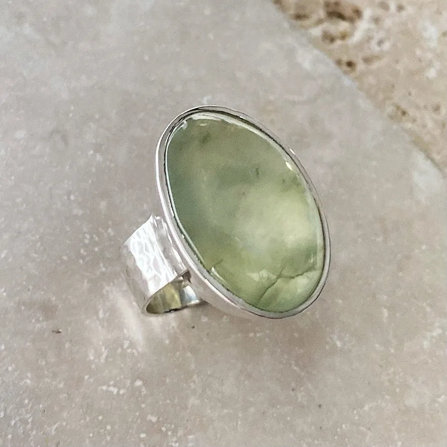 Prehnite Large Oval Ring- Gaia