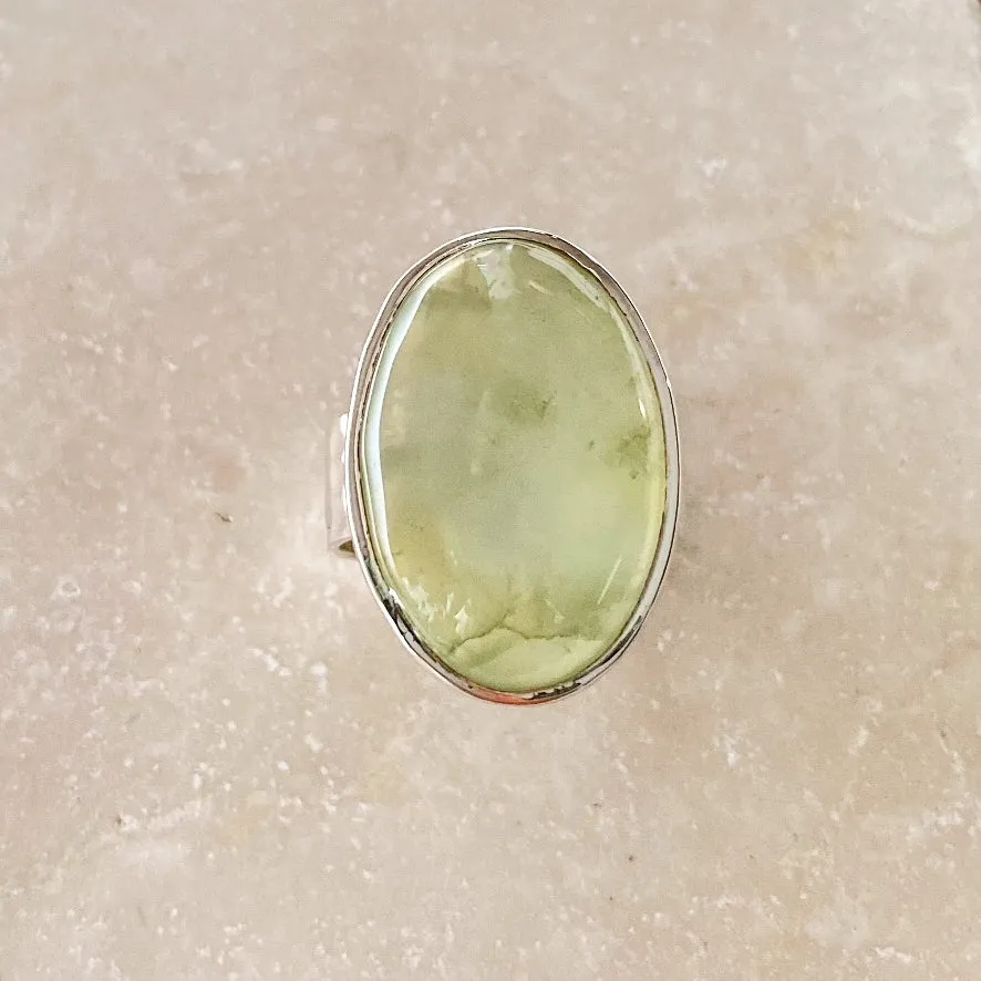 Prehnite Large Oval Ring- Gaia