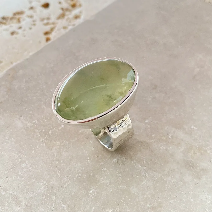 Prehnite Large Oval Ring- Gaia