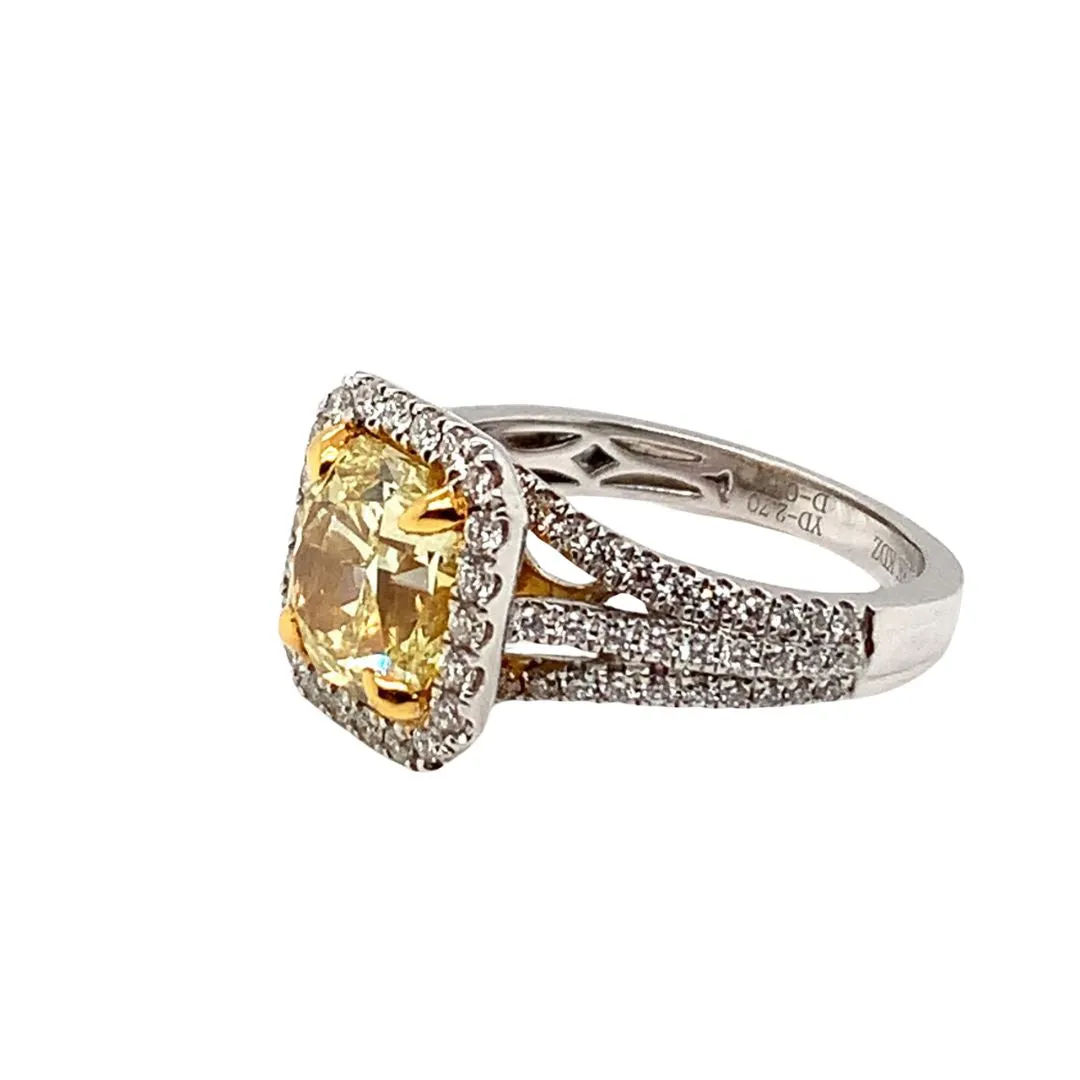 Radiant Cut Yellow Diamond Halo Ring