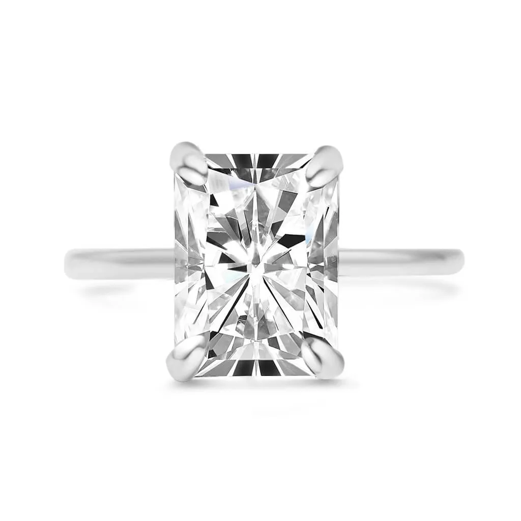 Radiant Moissanite Solitaire Engagement Ring