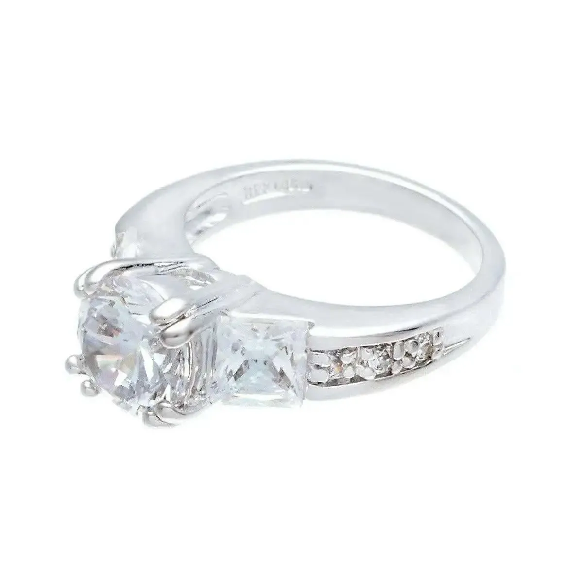 Radiant Princess-Cut Solitaire Diamond Alternative Engagement Ring