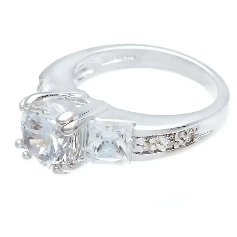 Radiant Princess-Cut Solitaire Diamond Alternative Engagement Ring