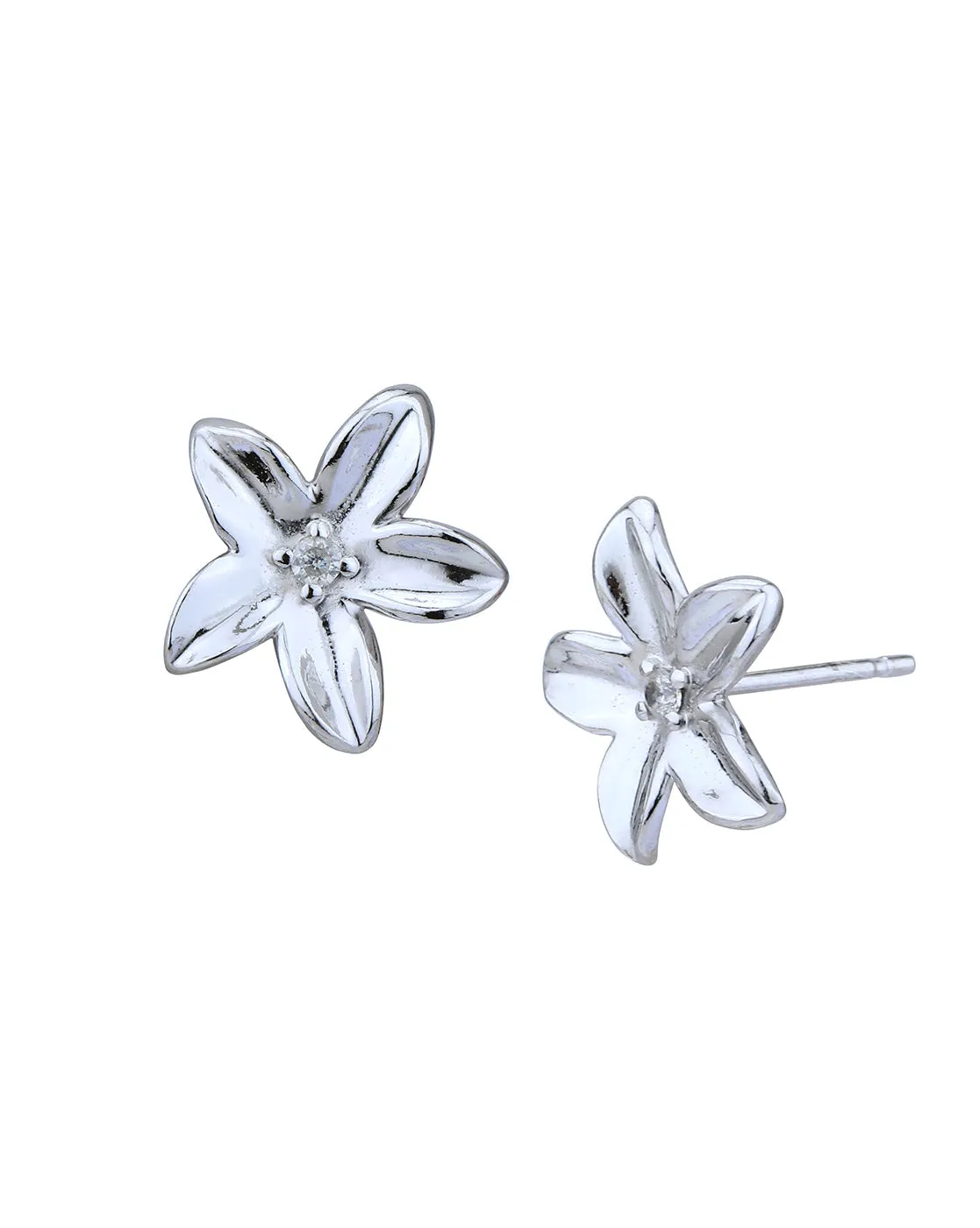 Rhodium Plated Cz Contemporary Stud Earring For Women