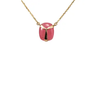 Rhodochrosite Gold Scarab Necklace