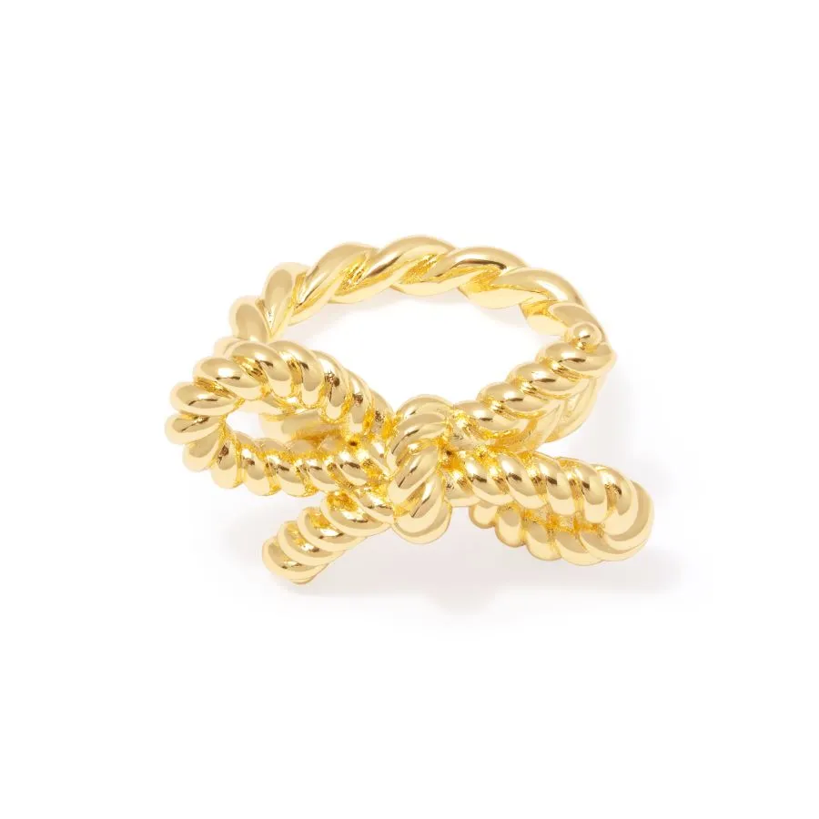 Ribbed Bow Gold Ring