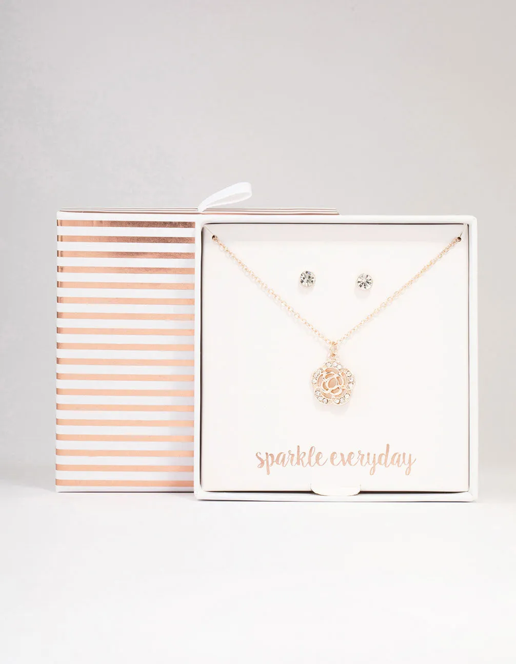 Rose Gold Diamante Jewellery Set