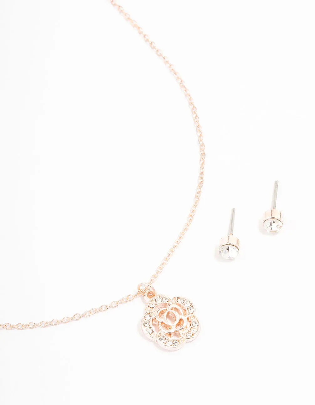 Rose Gold Diamante Jewellery Set