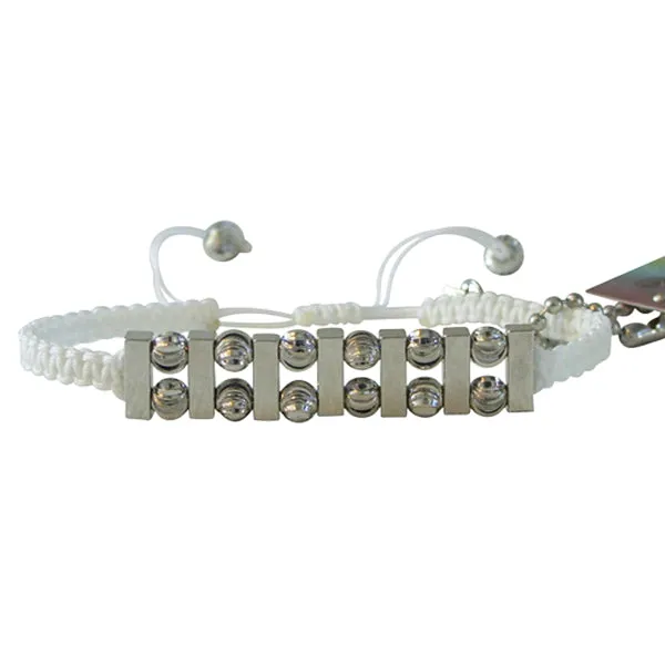 Rose Gonzales "Nadia" Classic Collection Woven Bracelet in Silver & White