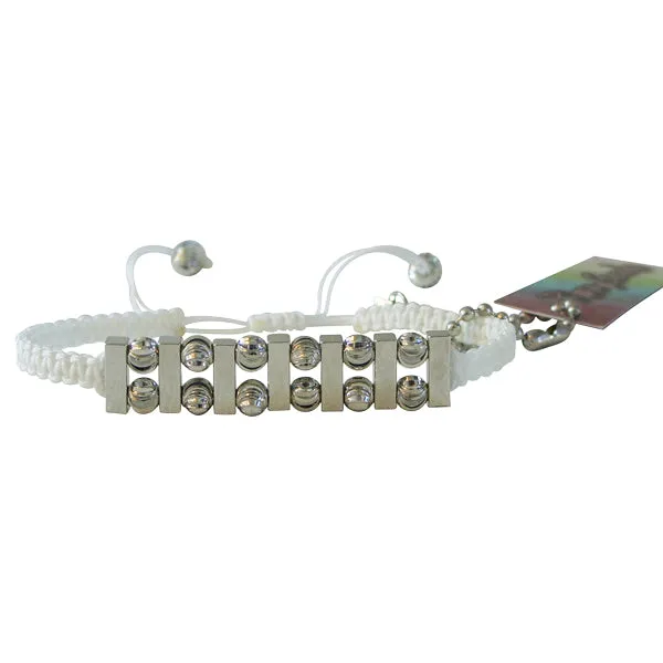 Rose Gonzales "Nadia" Classic Collection Woven Bracelet in Silver & White