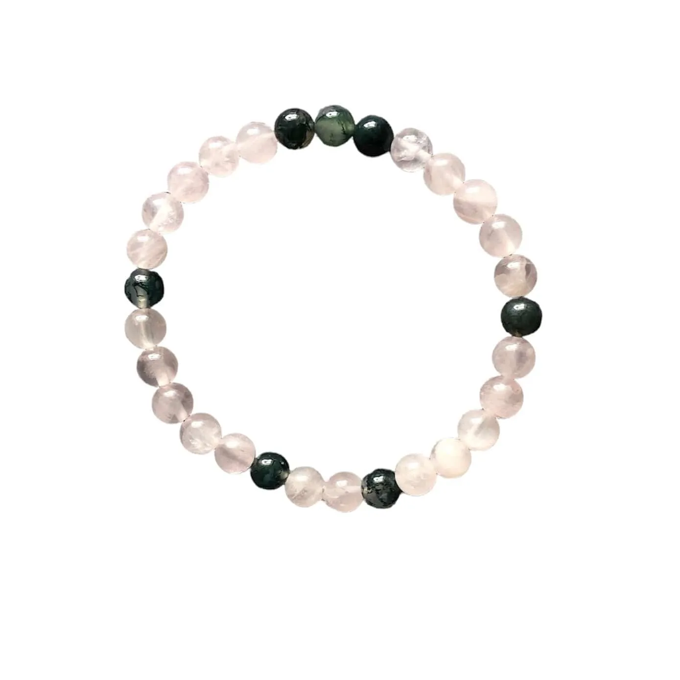 Rose Quartz and Moss Agate Beaded Bracelet