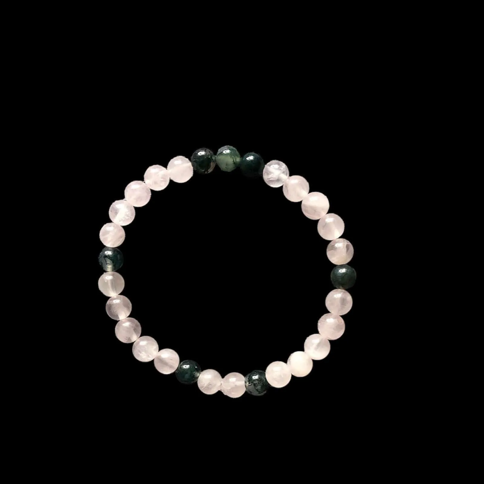 Rose Quartz and Moss Agate Beaded Bracelet