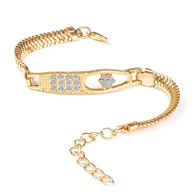 Round Crystal CZ Hand Chain Bracelets