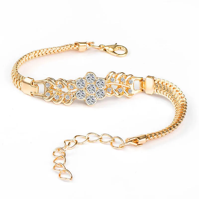 Round Crystal CZ Hand Chain Bracelets