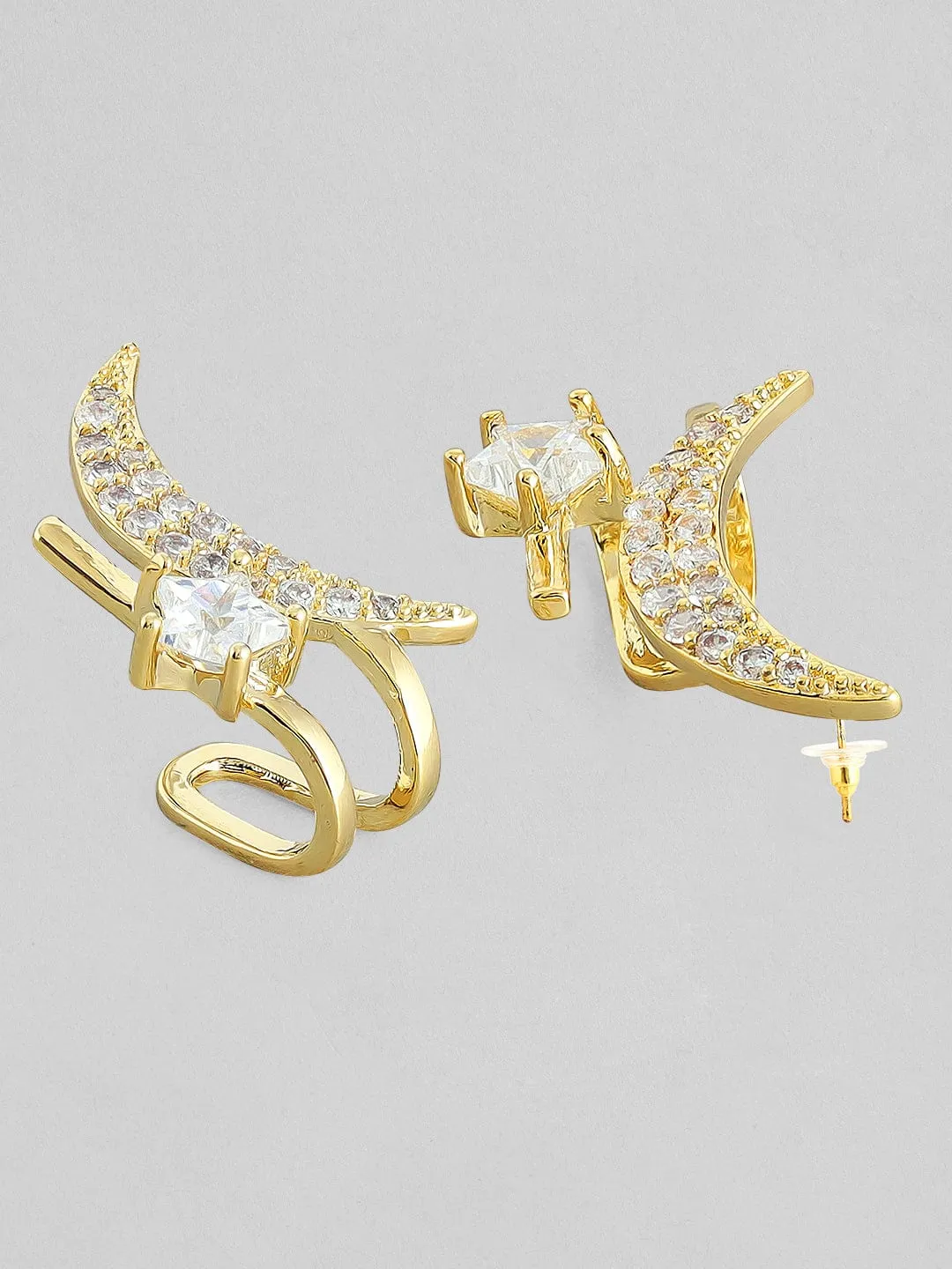 Rubans Voguish Gold-Plated White Contemporary Stud Earrings