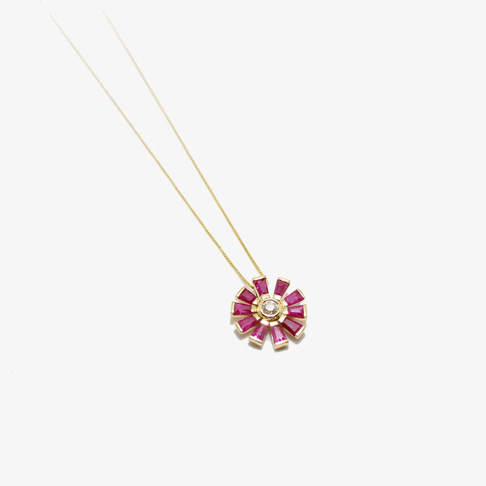 Ruby & Diamond Daisy Necklace