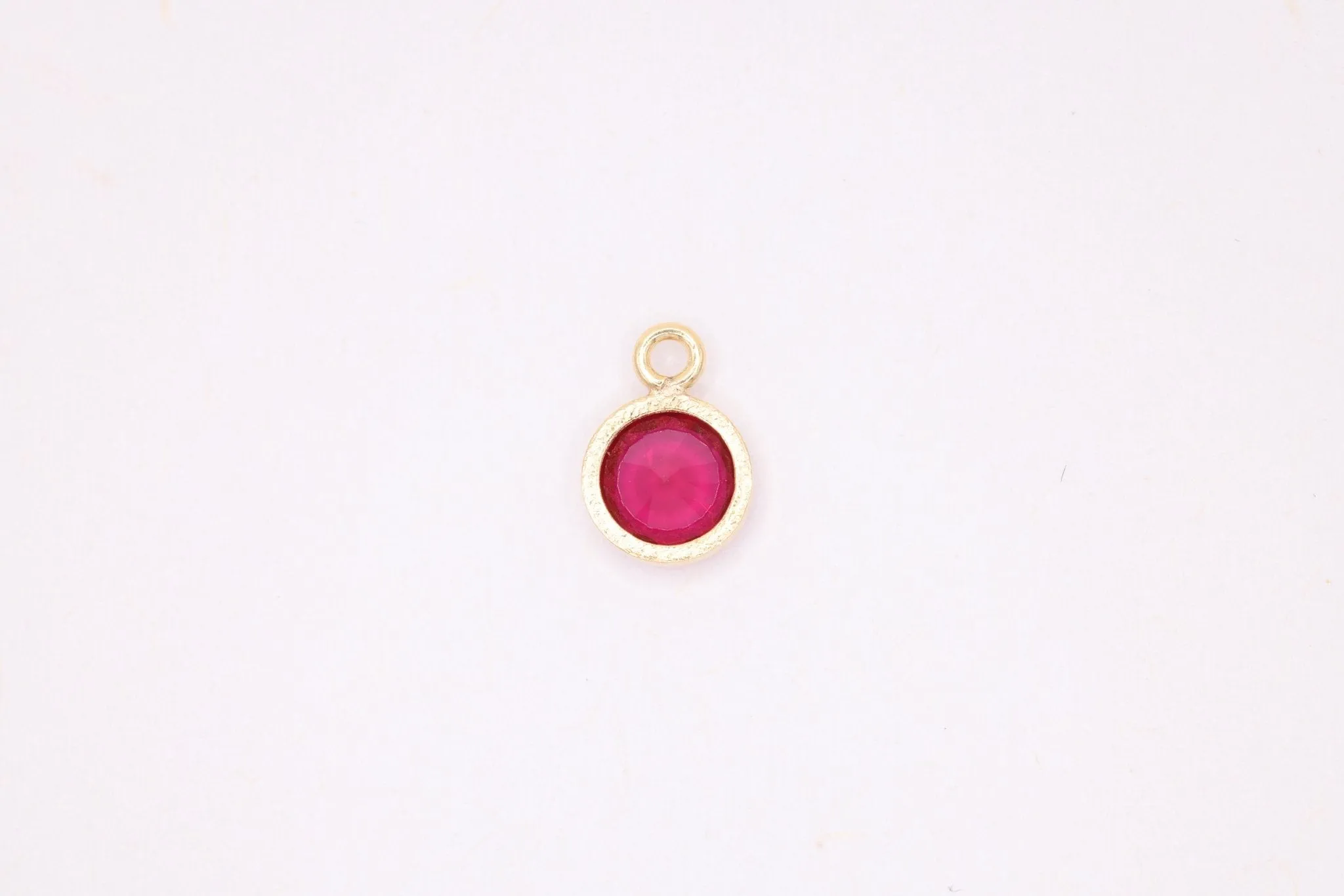 Ruby Birthstone CZ Gold-Filled Wholesale Drop Charm, July Birthstone, Horizontal Bail