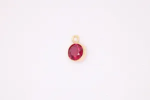 Ruby Birthstone CZ Gold-Filled Wholesale Drop Charm, July Birthstone, Horizontal Bail