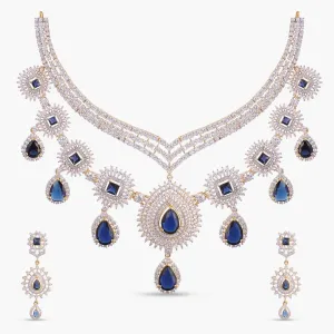 Sapphire Radiance Layered CZ Silver Necklace Set