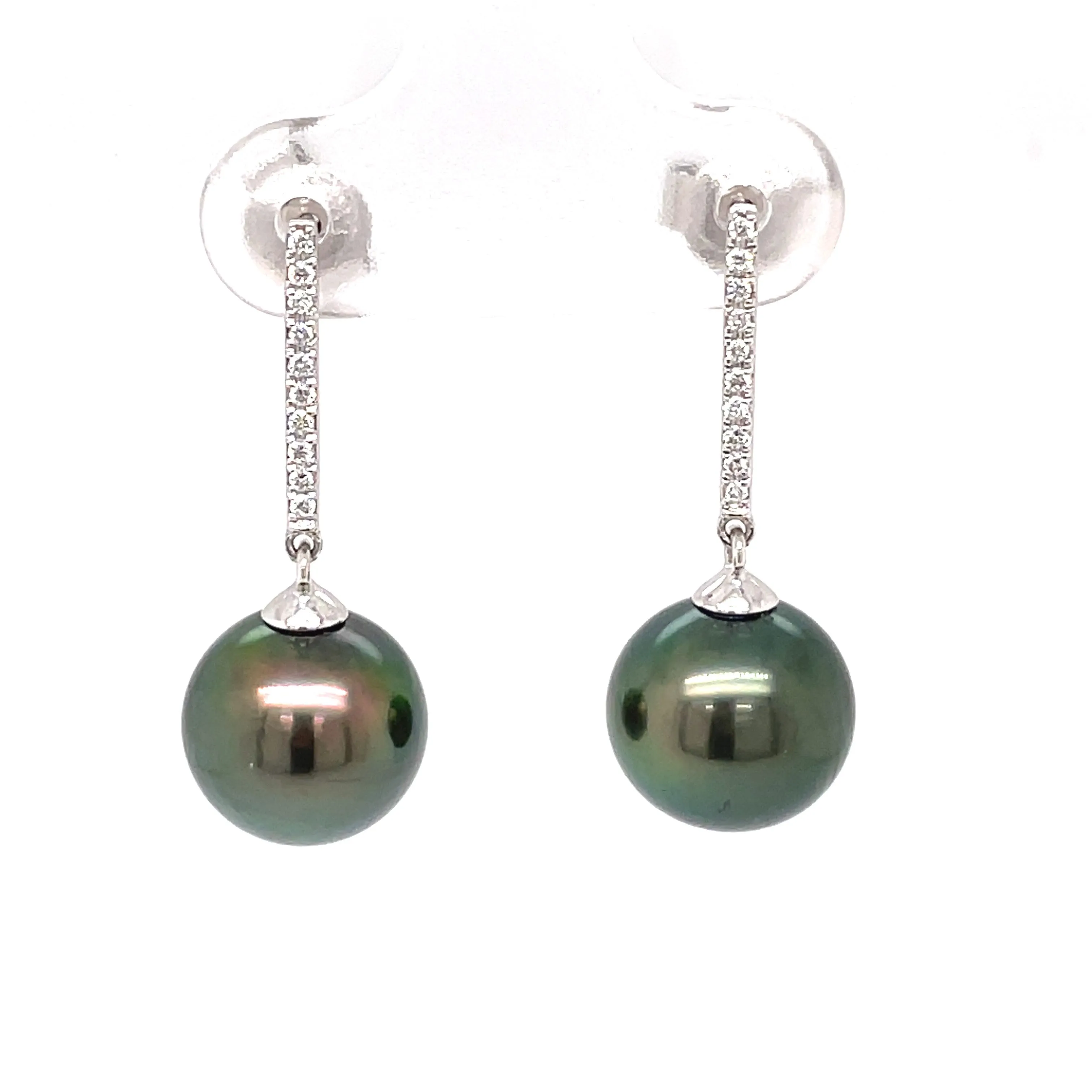 Shimmering Diamond & Tahitian Pearl Earrings