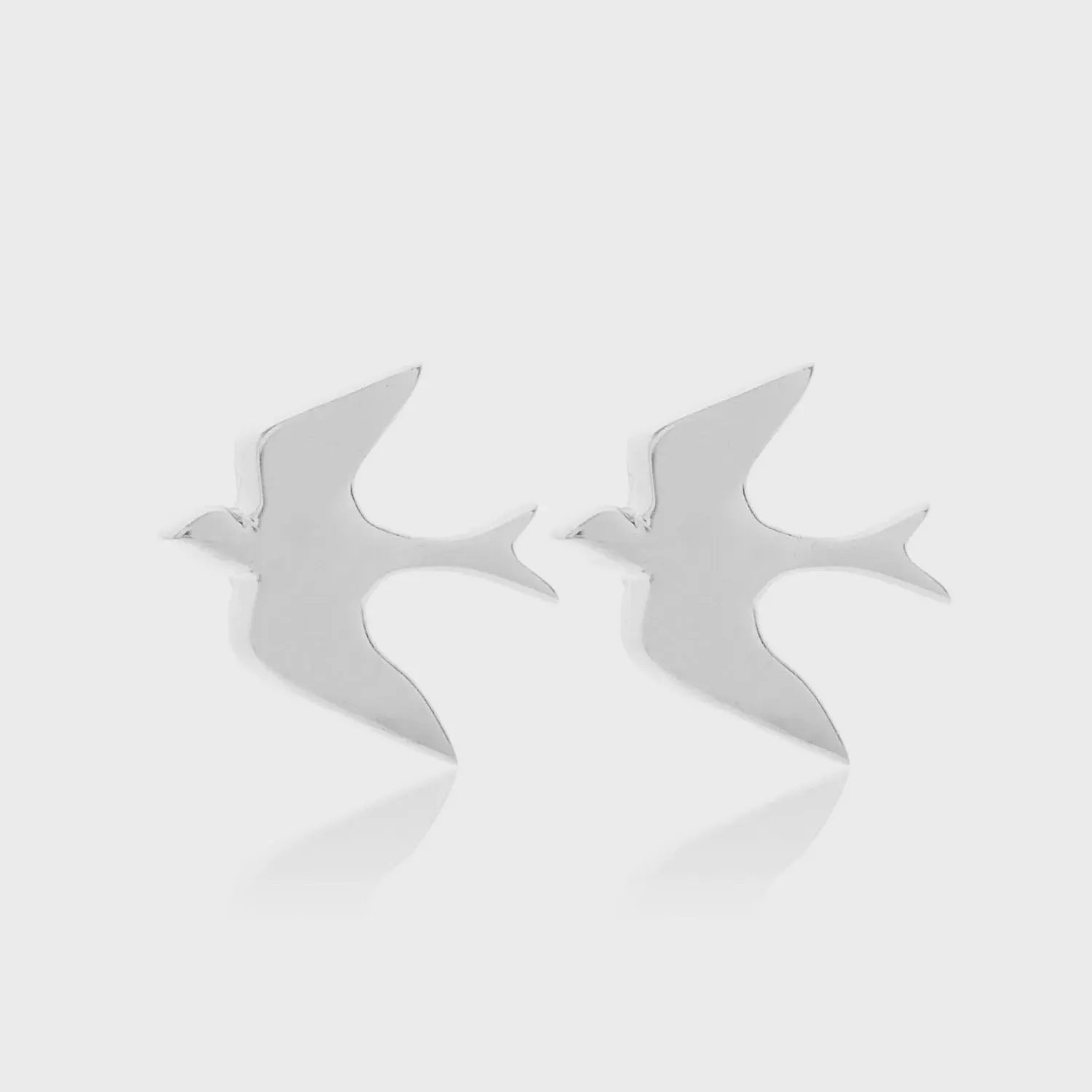 Silk & Steel Superfine Swallow Studs - Silver