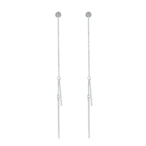 Silver Fine Thread Through Earrings