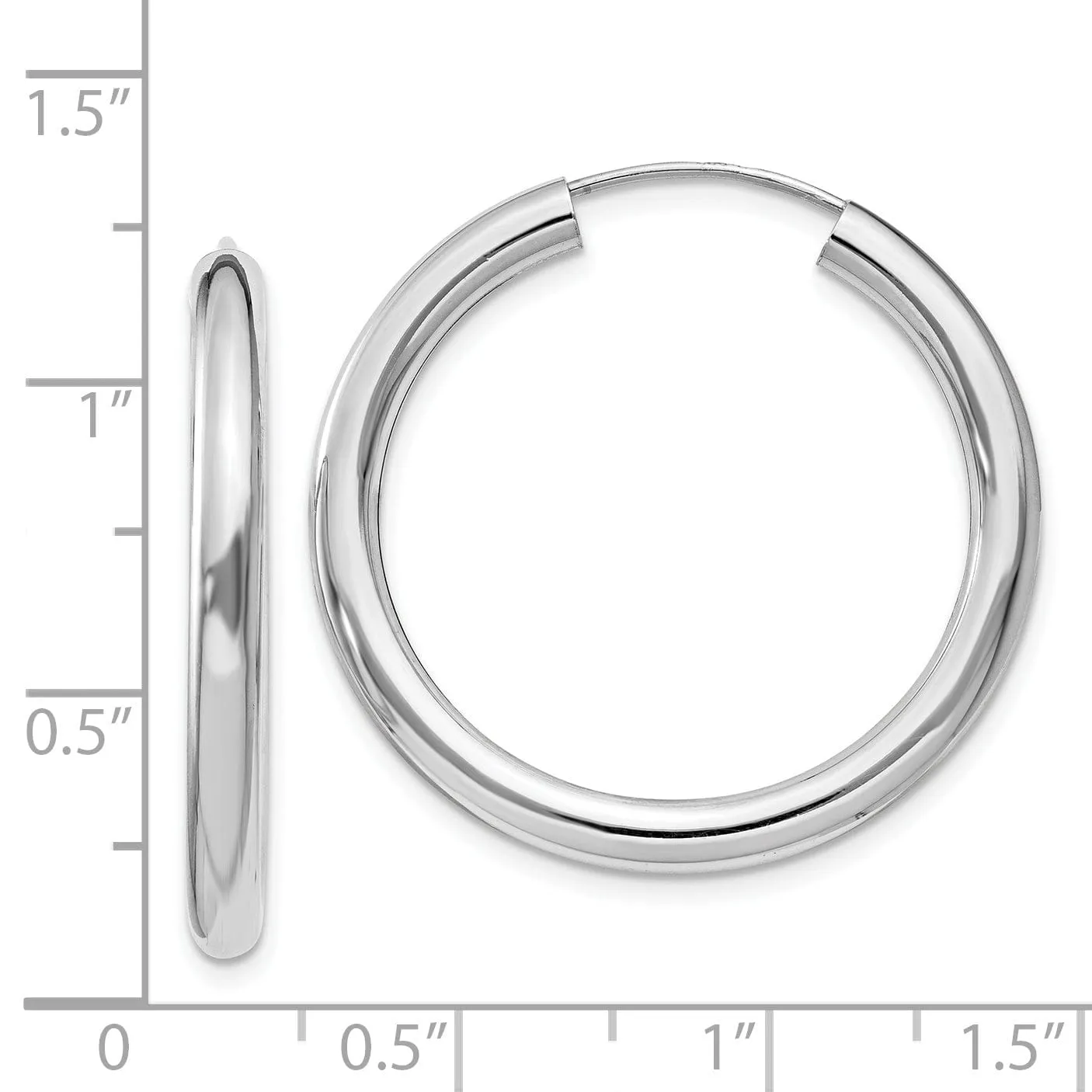 Silver Hollow Endless Tube Hoop Earrings 3mmx30mm