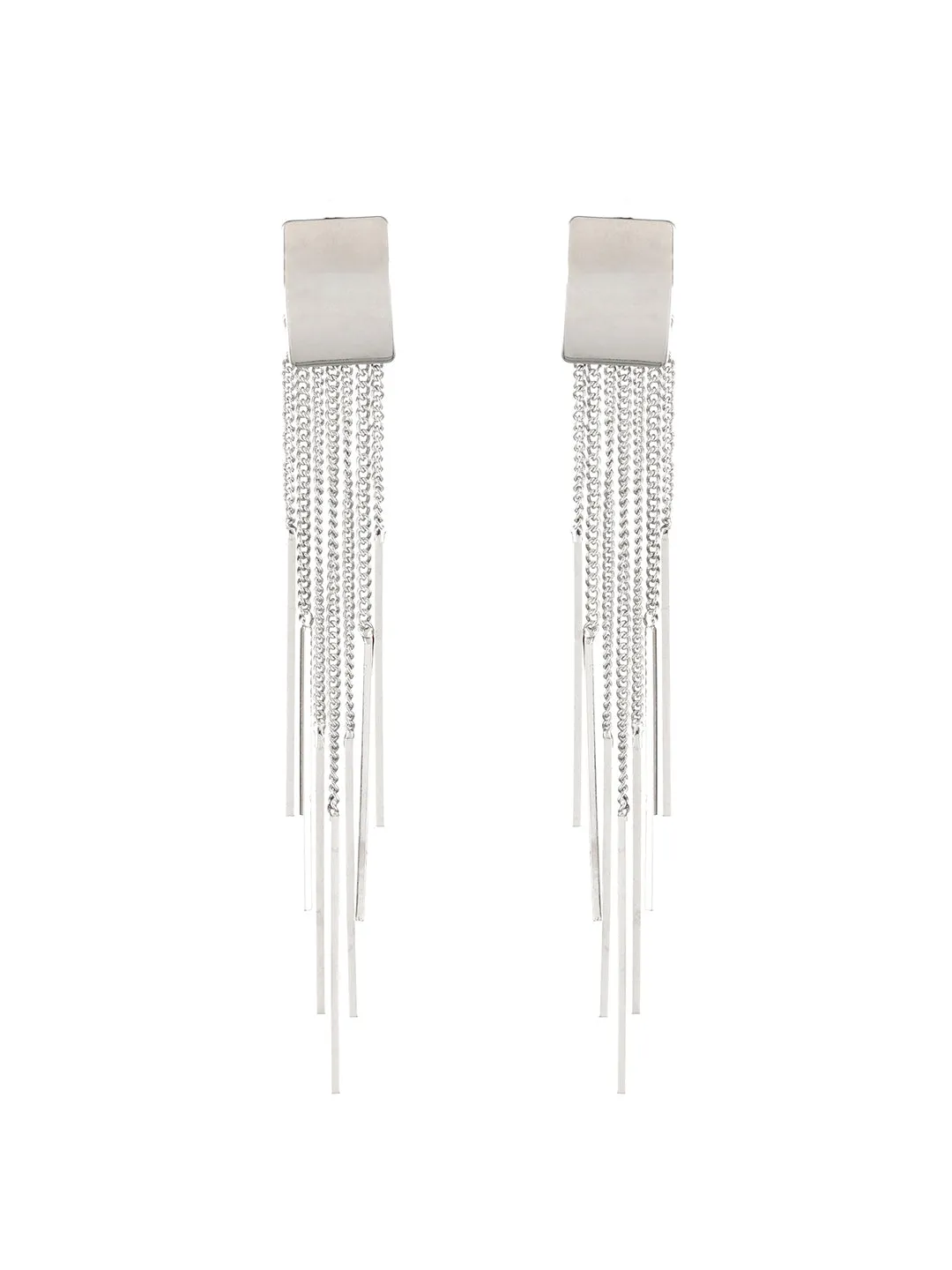 Silver-Plated Contemporary Drop Earrings