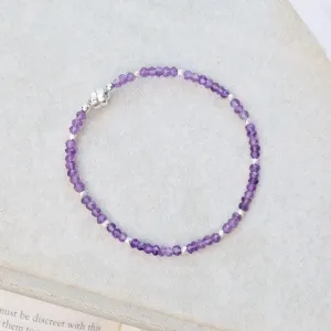 Simple Amethyst Rondels Dotted Bracelet