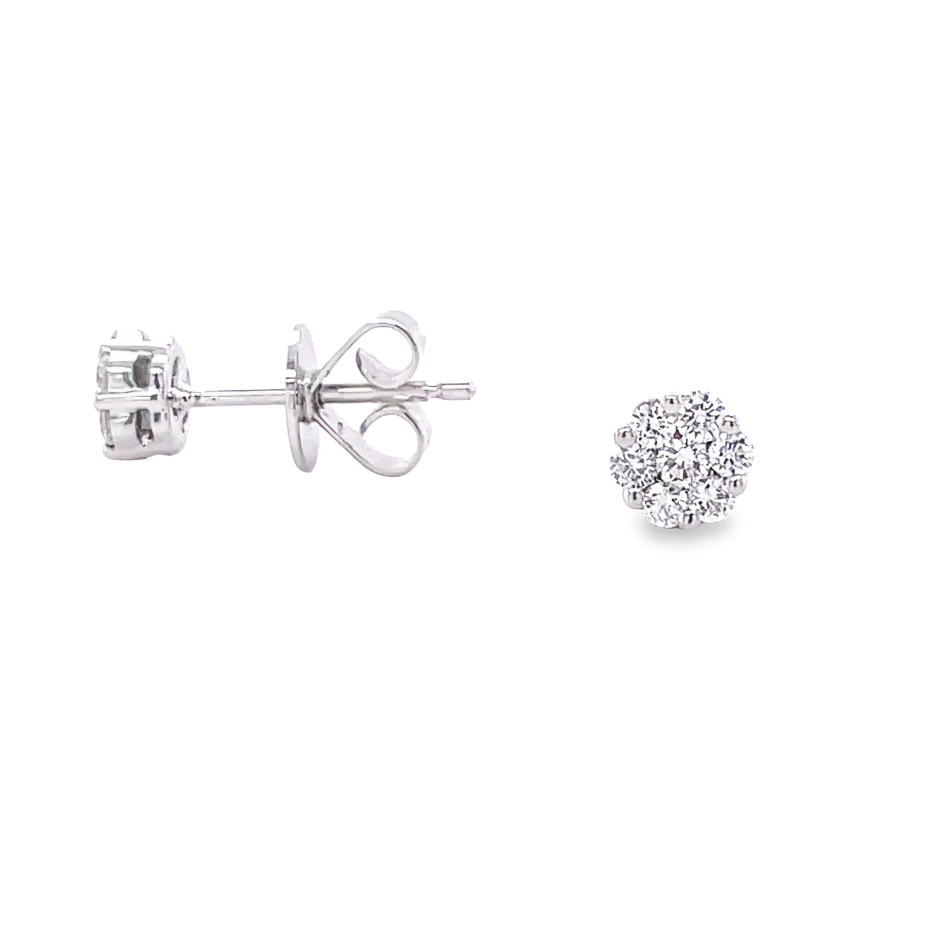 Small Flower Motif Diamond Stud Earrings 0.76 cts