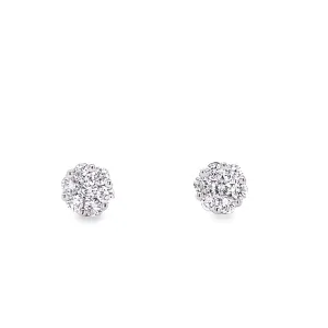 Small Flower Motif Diamond Stud Earrings 0.76 cts