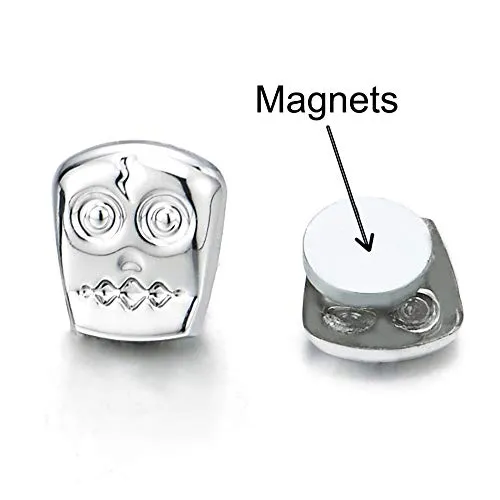 Small Magnetic Clown Mask Owl Stud Earrings for Men Women, Non-Piercing Clip On Cheater Ear Gauges