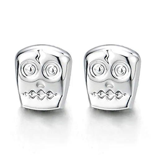 Small Magnetic Clown Mask Owl Stud Earrings for Men Women, Non-Piercing Clip On Cheater Ear Gauges