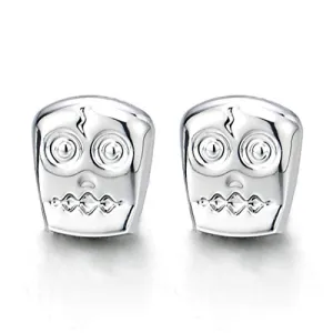 Small Magnetic Clown Mask Owl Stud Earrings for Men Women, Non-Piercing Clip On Cheater Ear Gauges