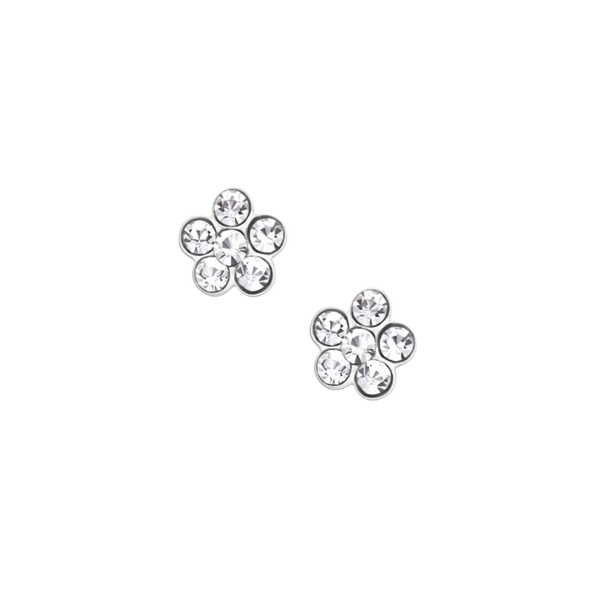 Sparkling Crystal Flower Silver Ear Studs - Fashionable and Elegant Jewelry