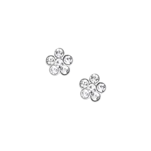 Sparkling Crystal Flower Silver Ear Studs - Fashionable and Elegant Jewelry