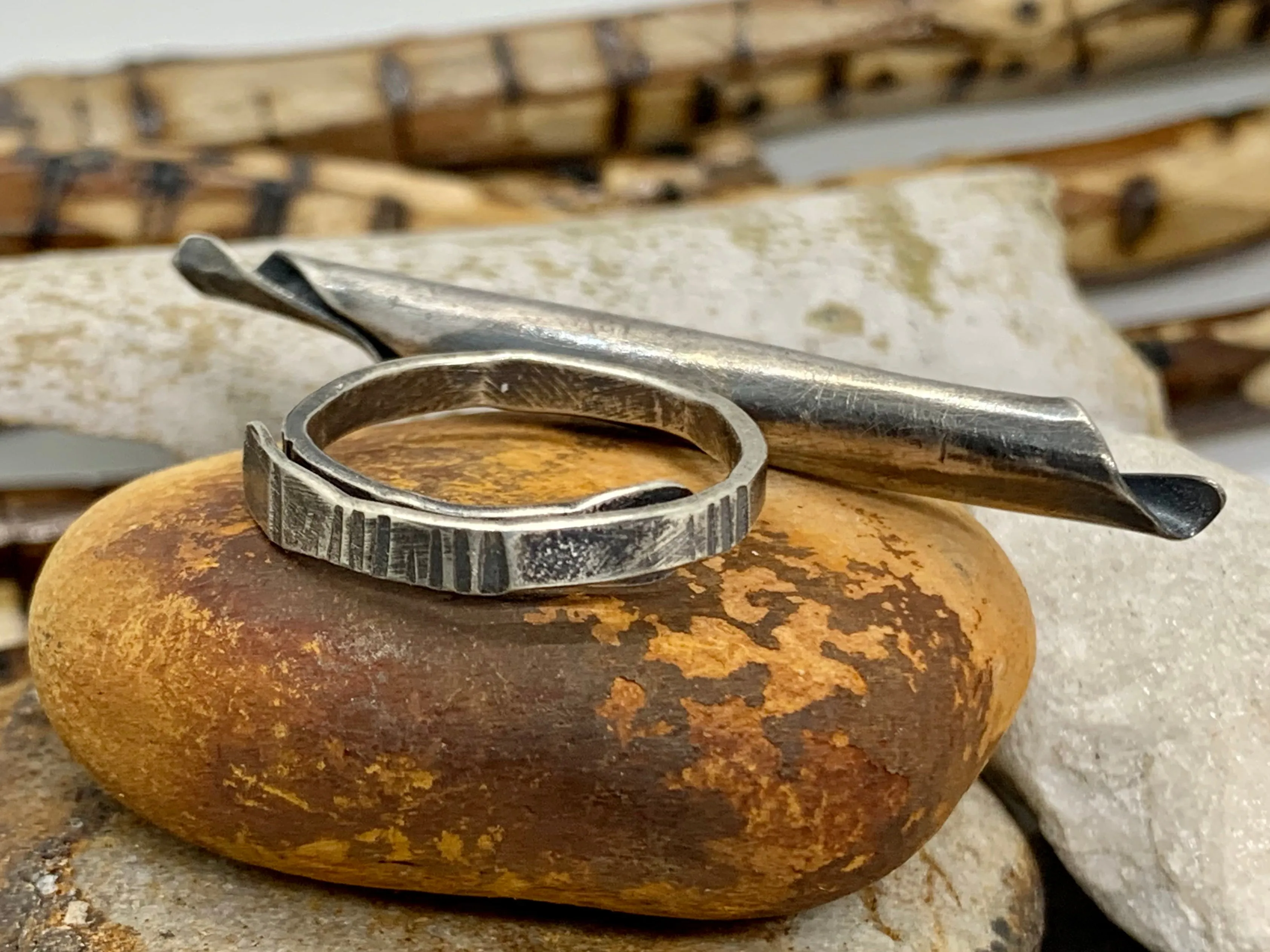 Sterling Silver Metal Formed Adjustable Pod Ring # 2