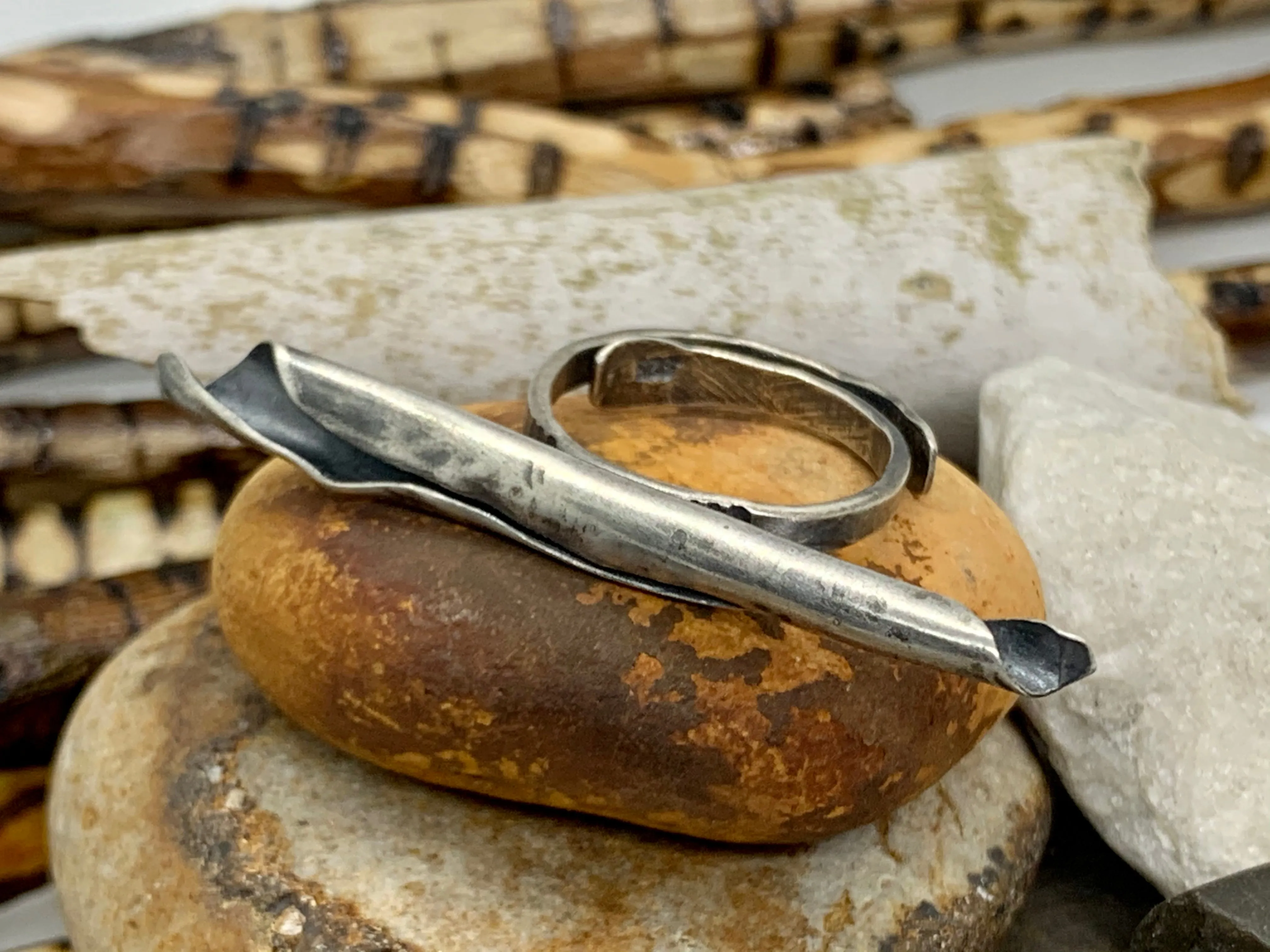 Sterling Silver Metal Formed Adjustable Pod Ring # 2