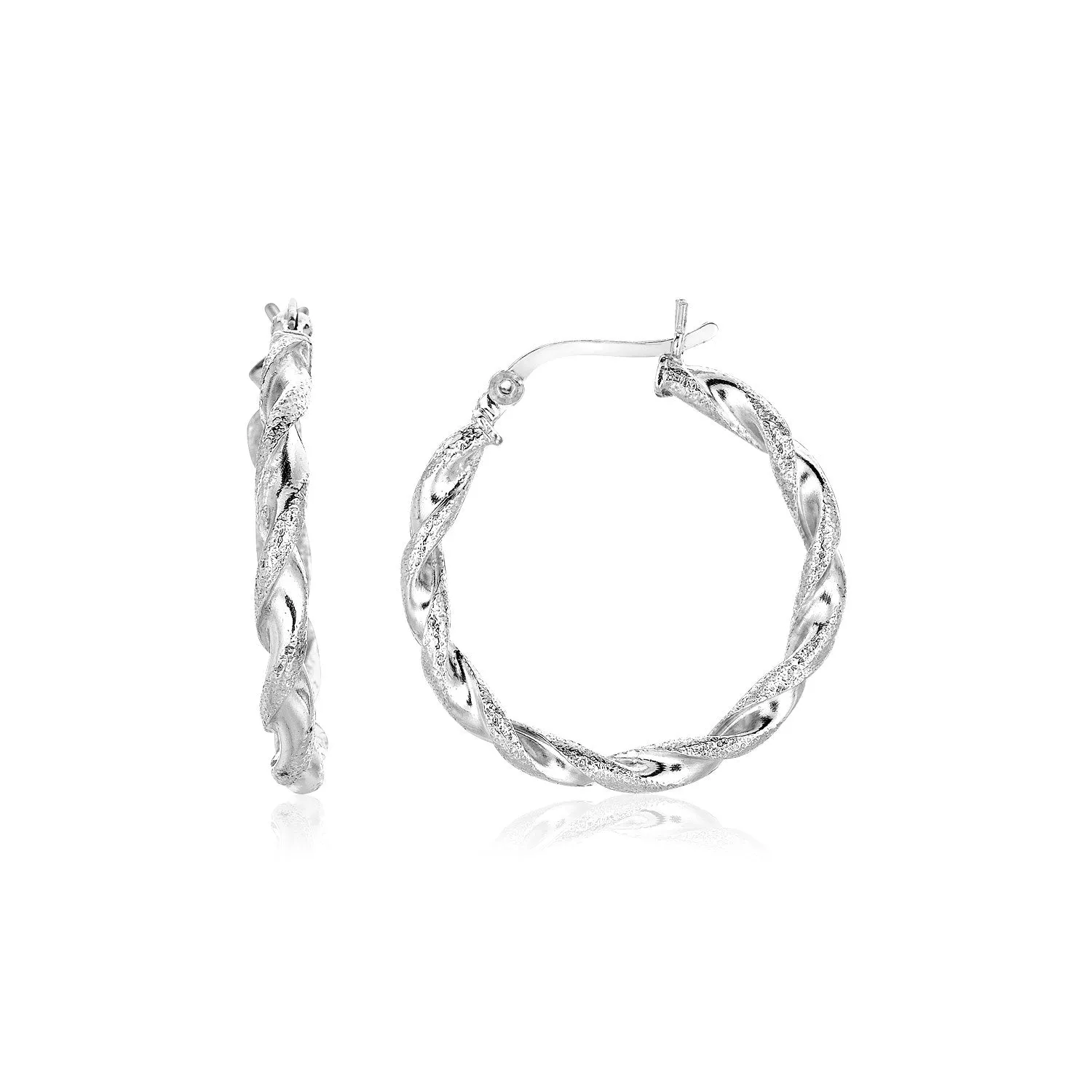 Sterling Silver Round Twisted Hoop Earrings