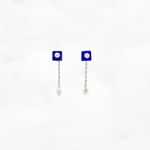 The Nine Lapis and Pearl Stud Earrings