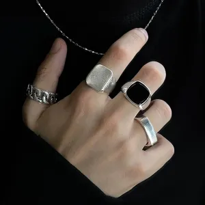 Trend 4 Piece Ring Set Punk Style Hip-hop Geometric Metal Rings for Men Women Boy Girl Birthday Jewelry Gifts