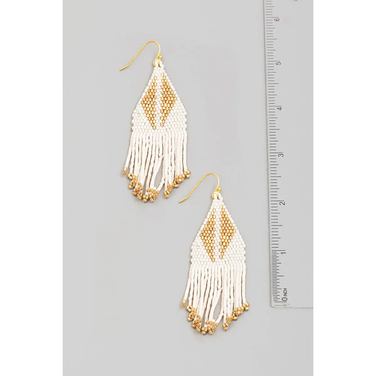 Triangle Seed Bead Fringe Earrings